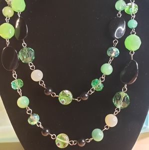 Green and black 2 strand necklace